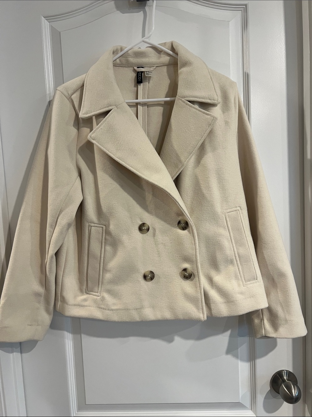 Divided Cream Double-Breasted Pea Coat